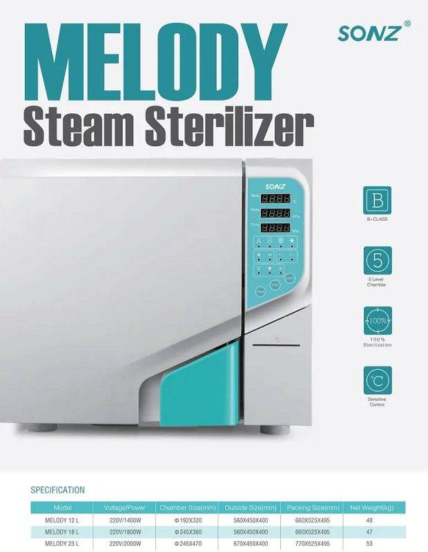 SONZ Melody B Class 23L Autoclave - Supplier in Pakistan - Image 2